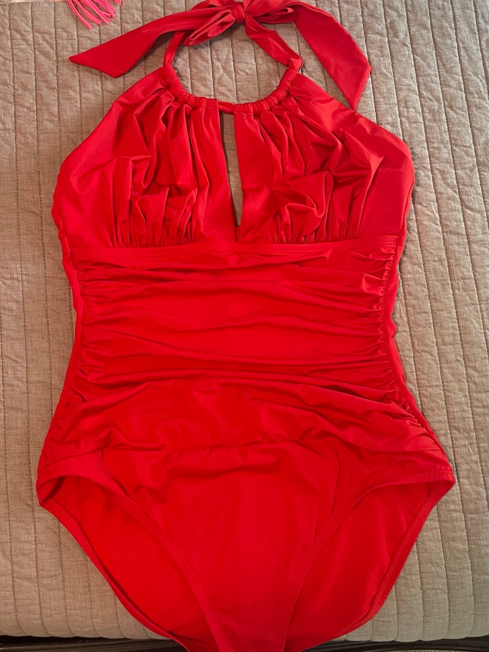 Kenneth Cole Red Halter One-Piece Swimsuit - Picture 2 of 7